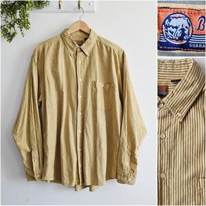 Vintage Bulldog Striped Button-Down Shirt XL | 100% Cotton | Made in Kuwait